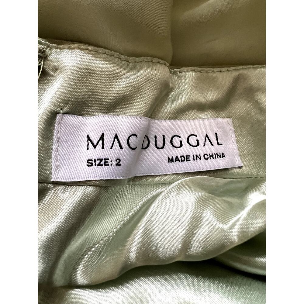 Mac Duggal Lace Up Chiffon Ruffle Tiered Goddess Gown green size 2 CL1 - Picture 7 of 7